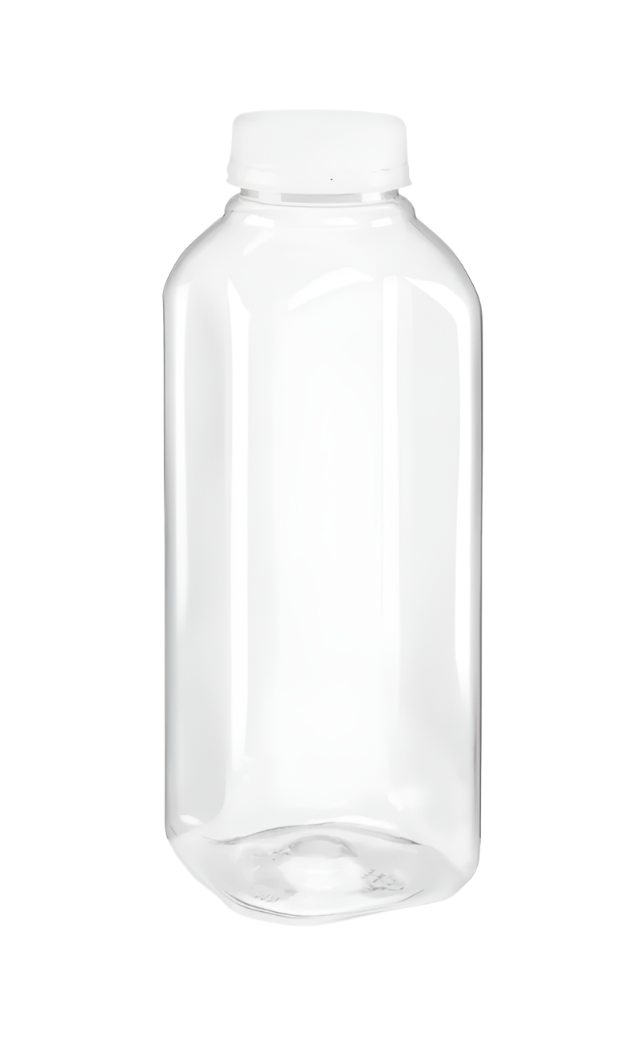 16oz Juice Bottle PET Clear Square 144/Case