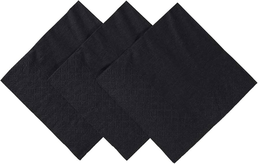 9.45" x 9.45" 2-Ply Black Quilted Beverage Napkin 1000/Case