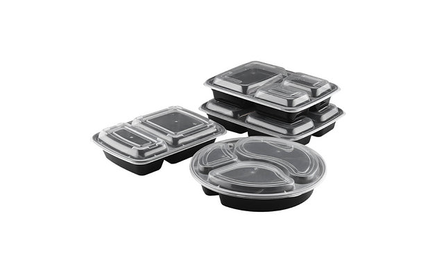 Rectangular food storage container, compartmentalized, stainless